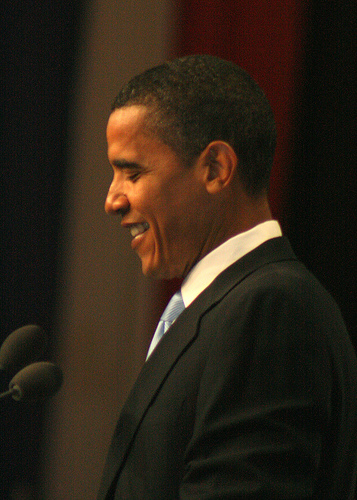 A distinctly modest looking Obama, back in July 2007 (flickr user: Llima)