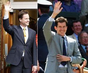 Liberal Democrat Leader Nick Clegg and British Tennis Player Tim Henman